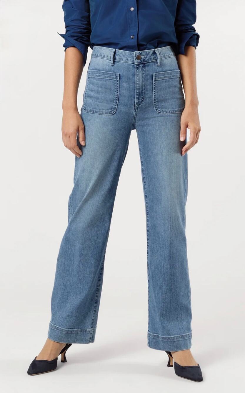 Ann Mashburn Coco Patch Pocket Jean in 7-Year Indigo Stretch Denim Size 28